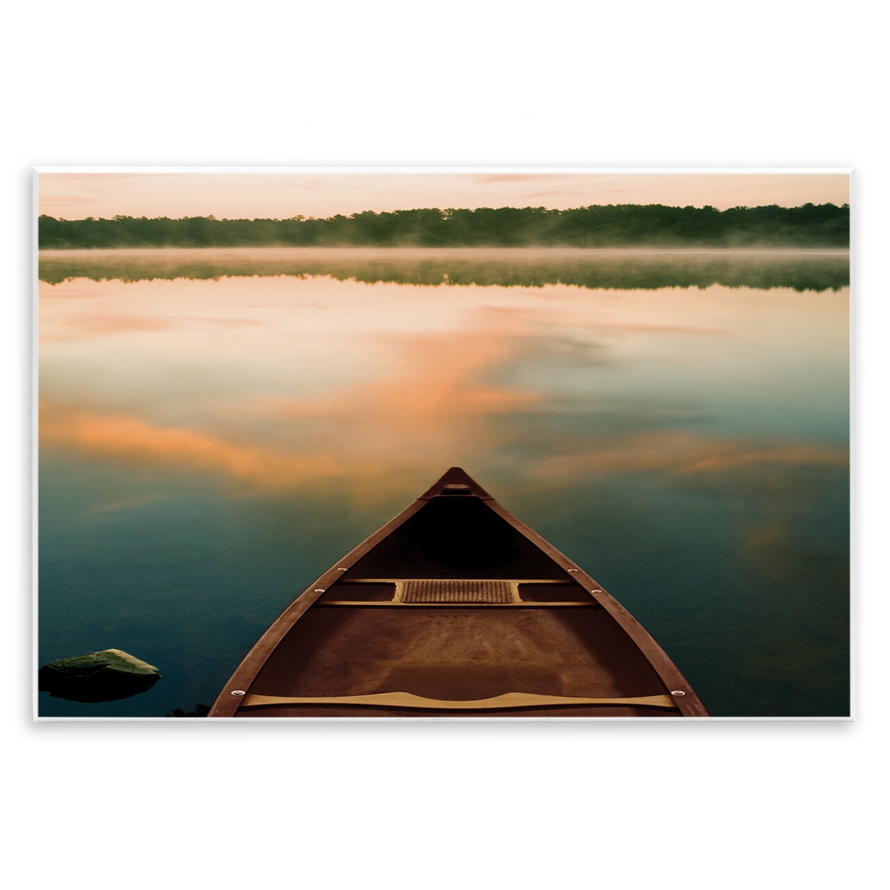 Stupell Industries Canoe on Lake Warm Sunrise Wall Plaque Art